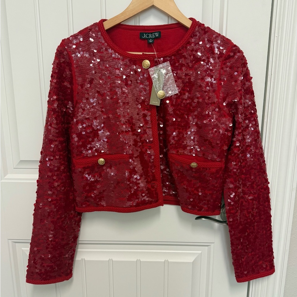 J.Crew Vibrant Red Sequin Top
